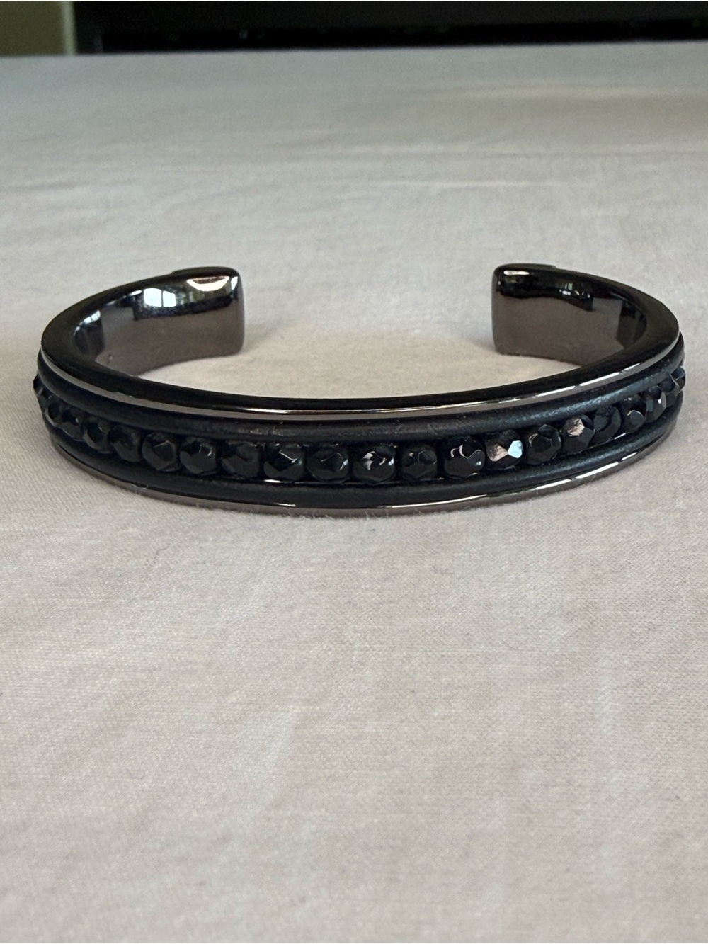 Lauren Ralph Lauren Cuff Bracelet Dark Gunmetal with Black Crystals